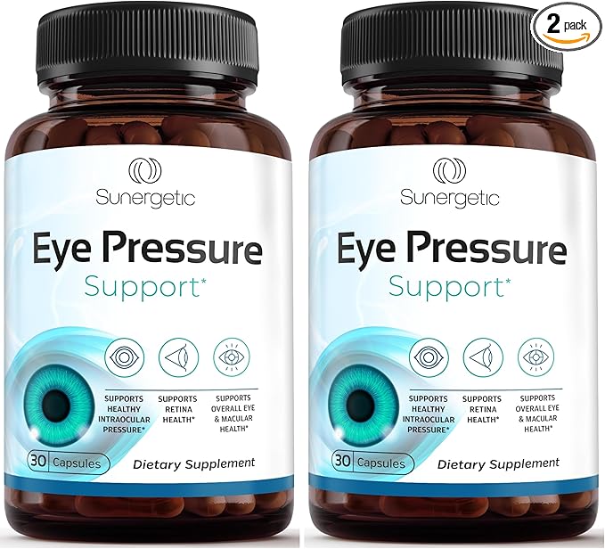 Sunergetic Premium Eye Pressure Support Supplement - Eye Pressure Supplement with Saffron, Lutein, Zeaxanthin, Bilberry & Pine Bark - Supports Ocular Health & Overall Vision - 30 Count (Pack of 2)