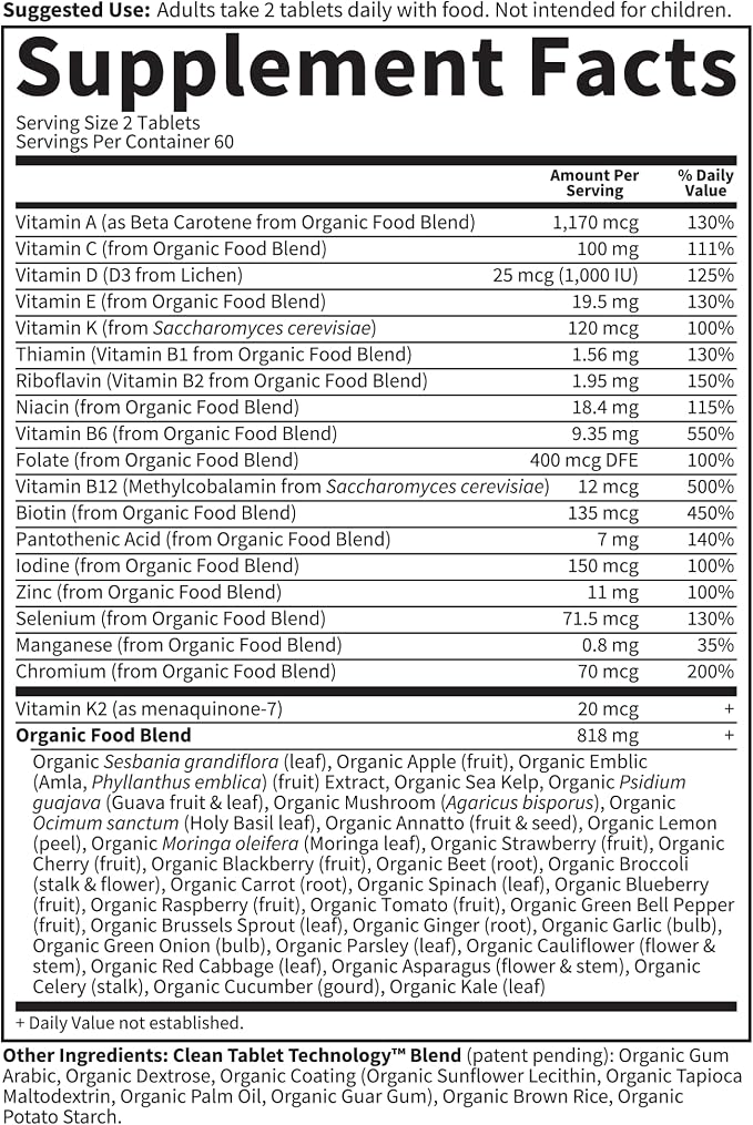 Garden of Life Organics Whole Food Multivitamin for Men,120 Tablets,Vegan Mens Vitamins and Minerals for Health and Well-Being,Certified Organic Vegan Multi,(Pack of 2)