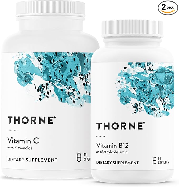 THORNE - Wellness Bundle - Vitamin C & B12 - Supports Heart, Nerve, Immune, and Tissue Health - 60 to 90 Servings