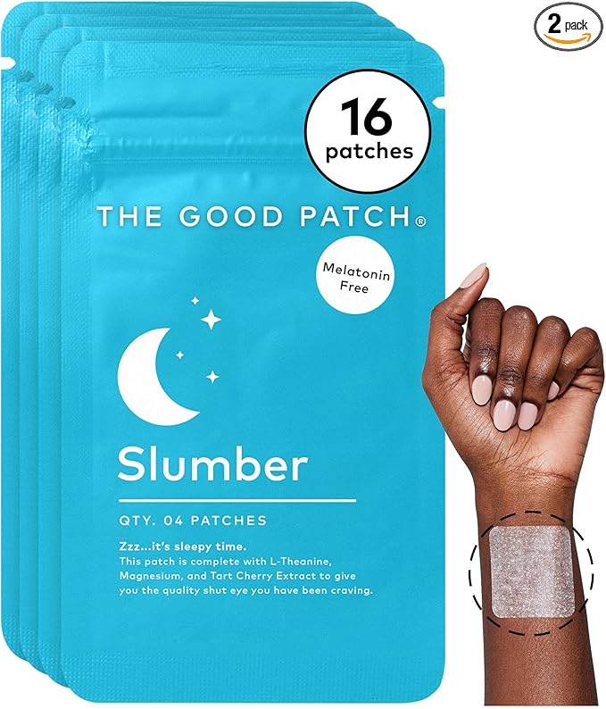 The Good Patch Slumber Sleep Patch Support, Melatonin Free, Sustained Release, Natural Patch with L-Theanine, Magnesium, Tart Cherry Extract, Plant Powered Wearable Wellness (16 Total Patches)