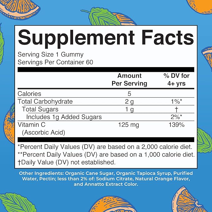 MaryRuth Organics Vegan Vitamin C Gummies | 2 Month Supply | Immune Support Supplement for Adults & Kids | Chewable Vitamin C Gummy Vitamins | Non-GMO | Pectin Based | 60 Count
