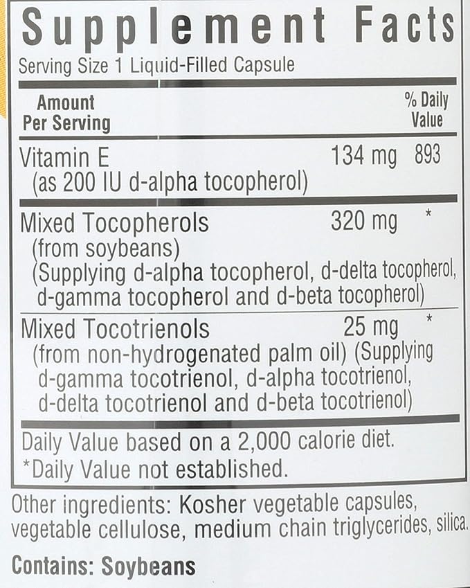 Bluebonnet Full Spectrum Natural Vitamin E Complex Liquid Capsules, 30 Count (743715006003)