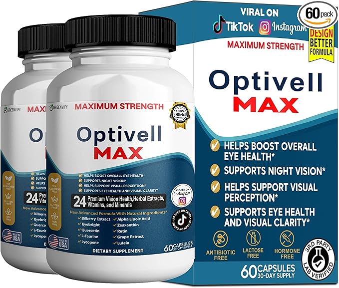 Optivell MAX Eye Health Supplement, 24 Premium Vision Vitamins & Minerals, 60 Capsules, 30 Day Supply (2)