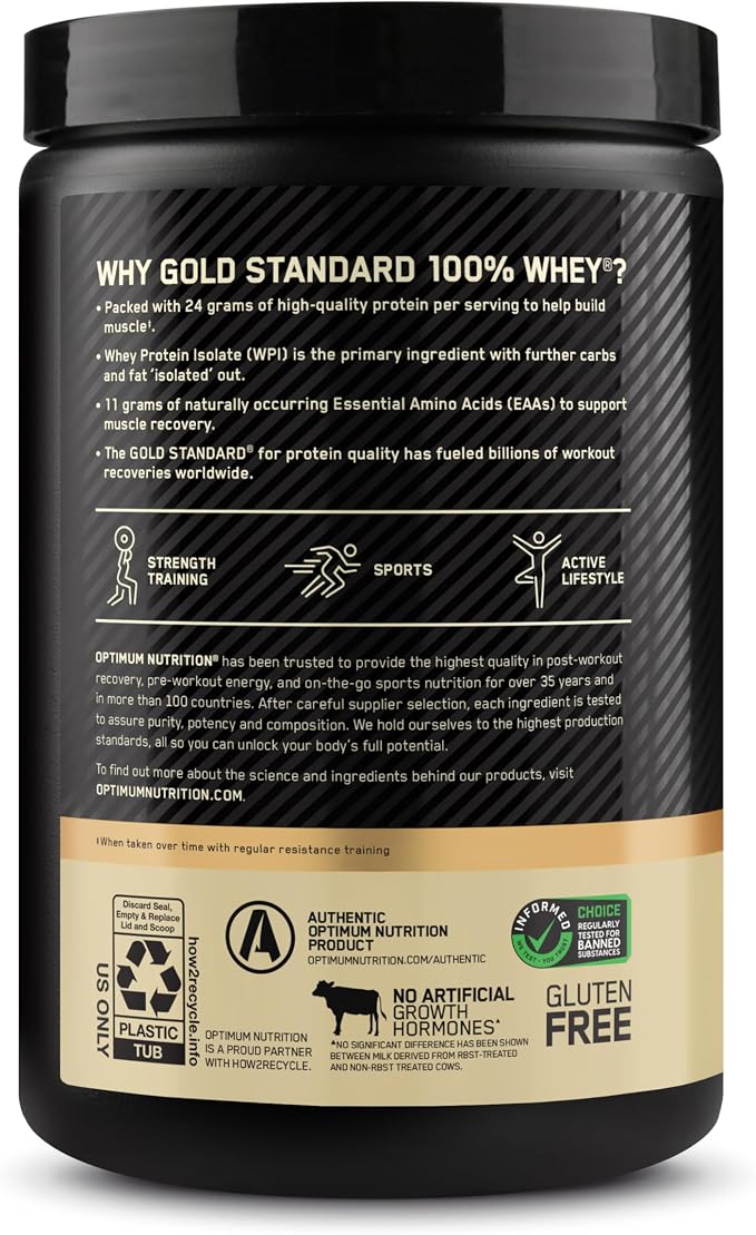 Optimum Nutrition Gold Standard 100% Whey Protein Powder, Naturally Flavored Chocolate, 15 Servings (Packaging May Vary)