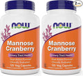 NOW Foods Mannose Cranberry, 120 Capsules (Pack of 2) - with PAC - 450mg dMannose, 250mg Whole Cranberry - Urinary Tract Health* - Vegan Friendly Supplement, Non-GMO