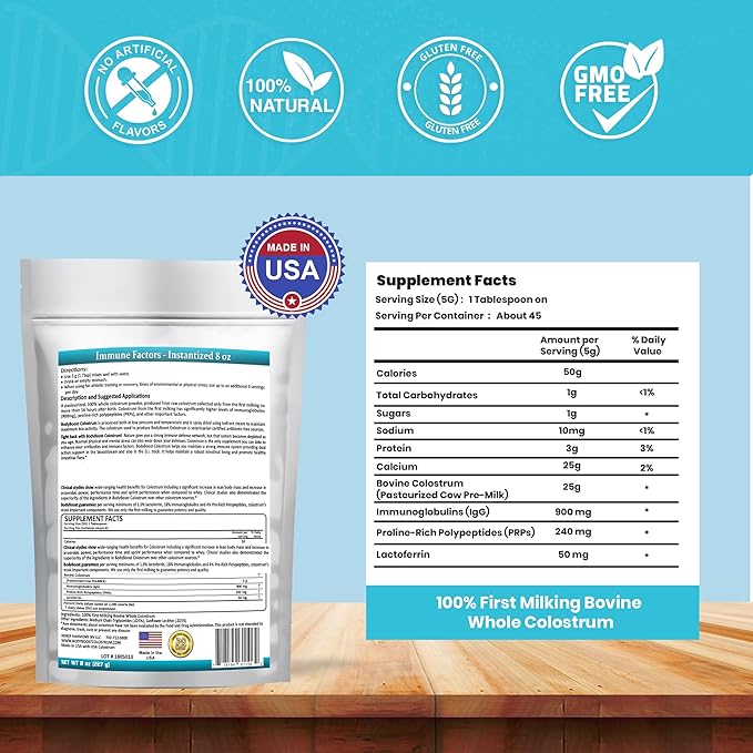 BodyBoost Colostrum Instantized, 99.5% Bovine Colostrum Powder, Immune Booster Supplement with Immunoglobulin & Lactoferrin, Grass Fed Colostrum, Food for Gut Health, Diverse Intake, 8 oz