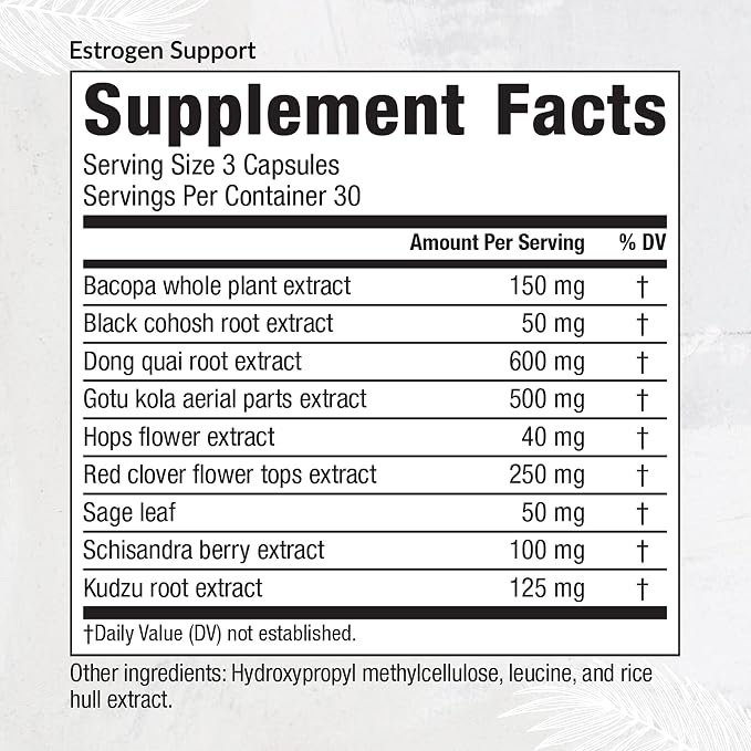 Equilife Estrogen Support Supplement, with Black Cohosh, 90 Capsules | Herbal Blend-Red Clover & Gotu Kola | Supports Hormone Balance, Bone Health, Energy, Mood & Cognitive Function | Gluten Free