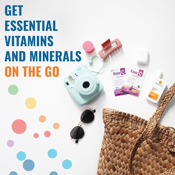 Ener-C Sugar Free Multivitamin Drink Mix - Vitamin Powder for Water, Electrolytes Powder No Sugar, Hydration Boost Packets, Zero Sugar, Vitamin C & B12 Supplement Liquid Mix - Orange, 60 Count