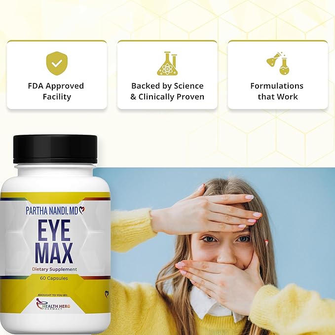 Eye Vitamins Supplement for Adults – Supports Macular Health, Retina Clarity & Blue Light Protection – Lutein, Zeaxanthin, Lycopene & Zinc – Antioxidant Vision Formula – 60 Capsules