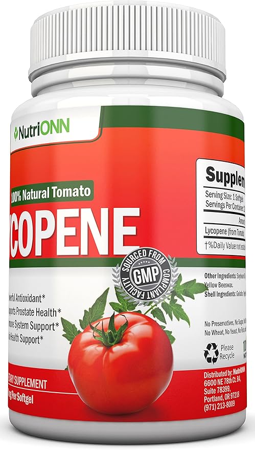 Lycopene - 10MG - 120 Softgels - 3 Month Supply - Premium Quality Antioxidant - 100% Natural Tomato - Great for Prostate Health, Immune System Support, Heart Health and Eyesight Support