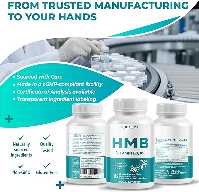 Liposomal HMB with Vitamin D3, K2 - Support Muscle Mass, Recovery
