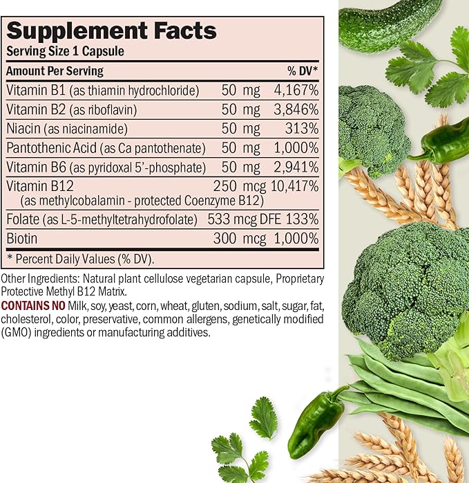 ANDREW LESSMAN High Potency B-Complex 360 Capsules - with High Levels of Folate Complex and Biotin, Promotes Cellular Growth, Energy, Immune Function, Detoxification, Fat Metabolism and More