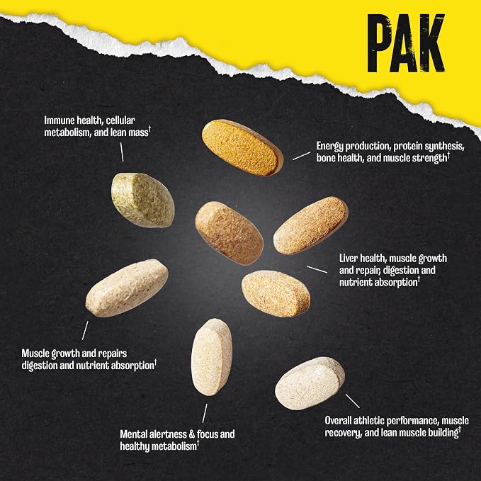 Animal Pak - Convenient Multivitamin for Men & Women Daily All-in-One Vitamin & Supplement Pack - Zinc, Vitamins C, B, D, Amino Acids, and Immune Support - Sports Nutrition Performance - 44 Count