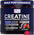 Creatine Monohydrate Gummies 8000mg per Serving for Men & Women – Creatine Gummies with BCAA, Taurine, L-Carnitine & Vitamin B12 – Made in USA, Vegan, Gluten Free, Berry Flavor, 120 Count