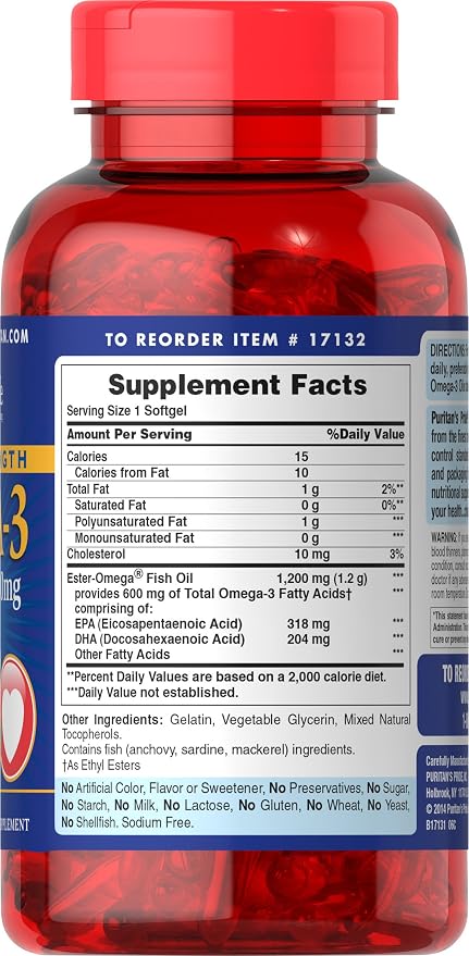 Puritan's Pride Omega-3 Fish Oil 1200 Mg, 180 Count
