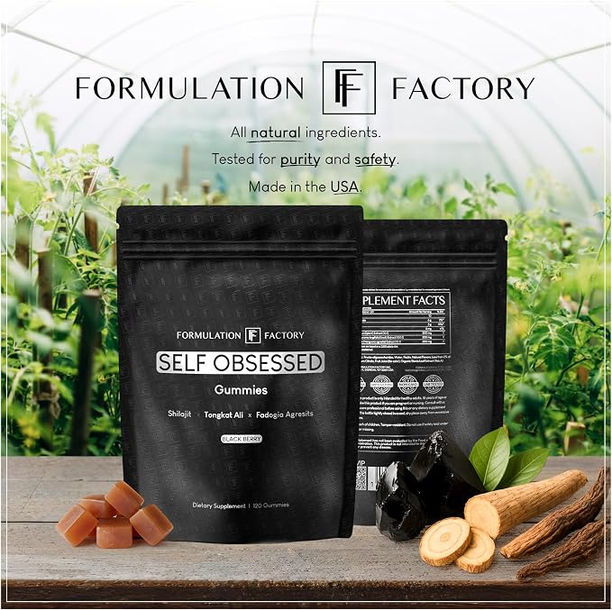 Self Obsessed Shilajit Gummies for Men, Tongkat Ali + Fadogia Agrestis Supplement, Energy, Strength, Drive & Vitality Support, Natural Masculinity Formula (1 Month Supply – 120 Count, Pack of 1)