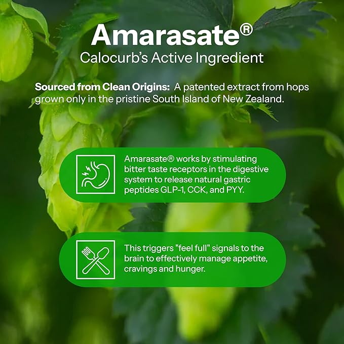 Calorie Control Supplement 6X Natural GLP-1 Support, Official & Patented Amarasate Formula, Plant Based Dietary GLP1 Supplement, Manages Appetite, Hunger & Cravings, 1 Month Average Supply, 90 Count