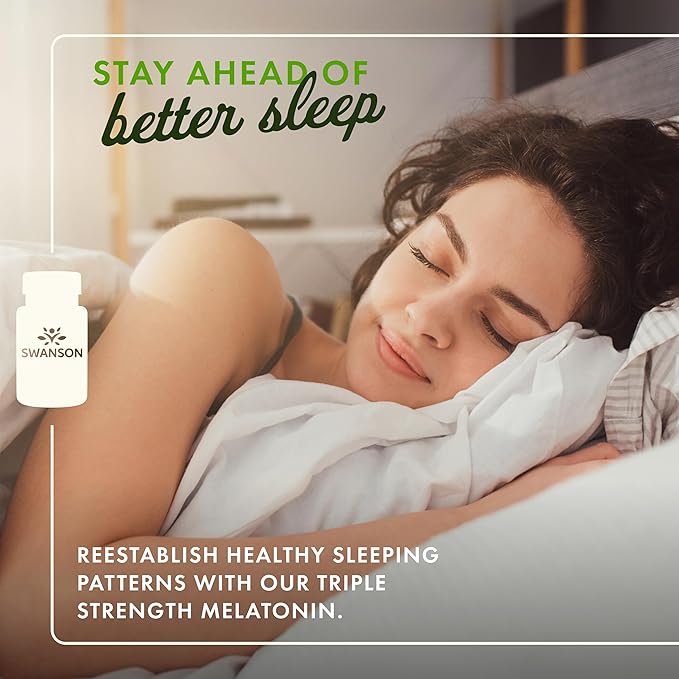 Swanson Triple Strength Melatonin - Natural Sleep Support for Disrupted Sleep Cycles - (60 Capsules, 10mg Each)
