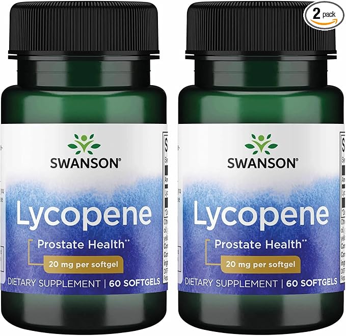 Swanson Lycopene Prostate and Heart Health Antioxidant Supplement for Men Over 40 Supporting Blood Pressure in Normal Range (60 Softgels, 2 Pack)