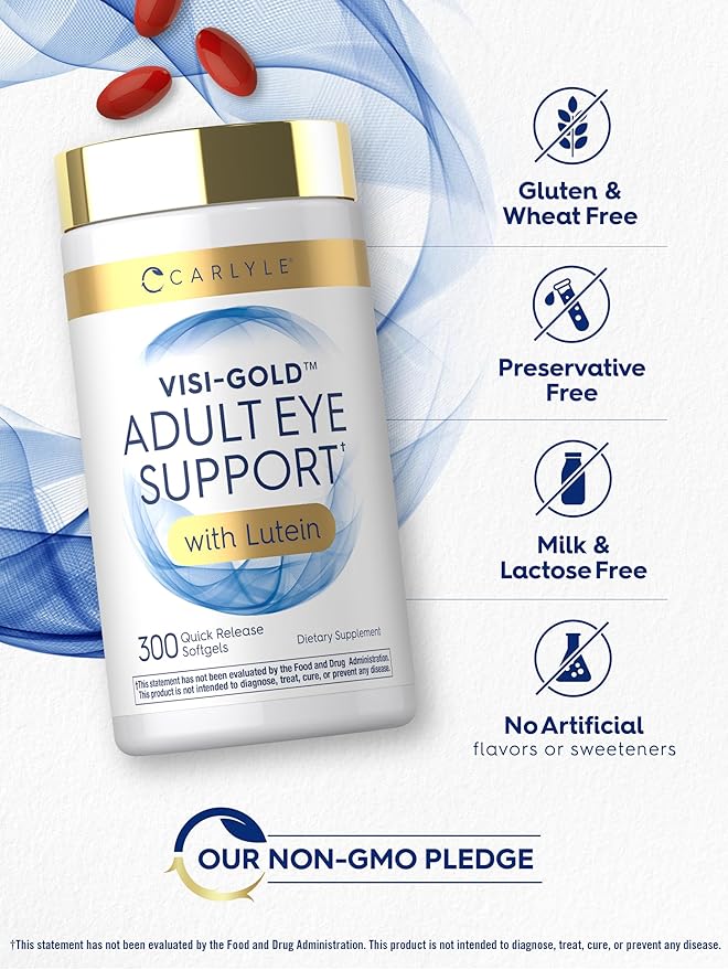 Carlyle Adult Eye Support | 300 Capsules | with Lutein and Zeaxanthin | Non-GMO and Gluten Free Supplement