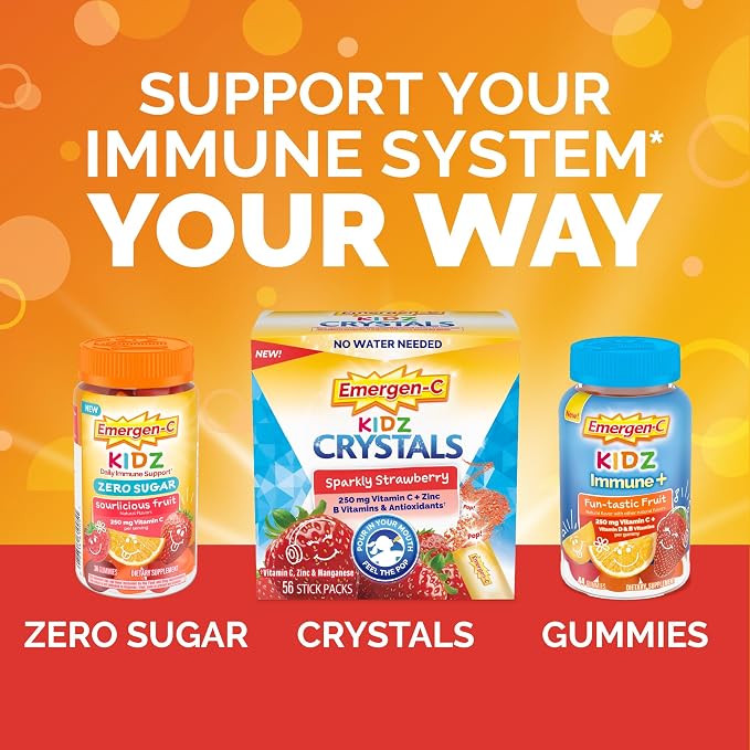 Emergen-C Kidz Daily Immune Support Dietary Supplements, Flavored Gummies with Vitamin C and B Vitamins for Immune Support, Berry Bash Flavored Gummies - 44 Count