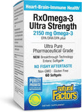 Natural Factors RxOmega-3 Ultra Strength - Brain & Heart Health Support - Eye Health Supplement with EPA & DHA - Supplement with Omega-3 Fatty Acids - 60 Softgels (30 Servings)