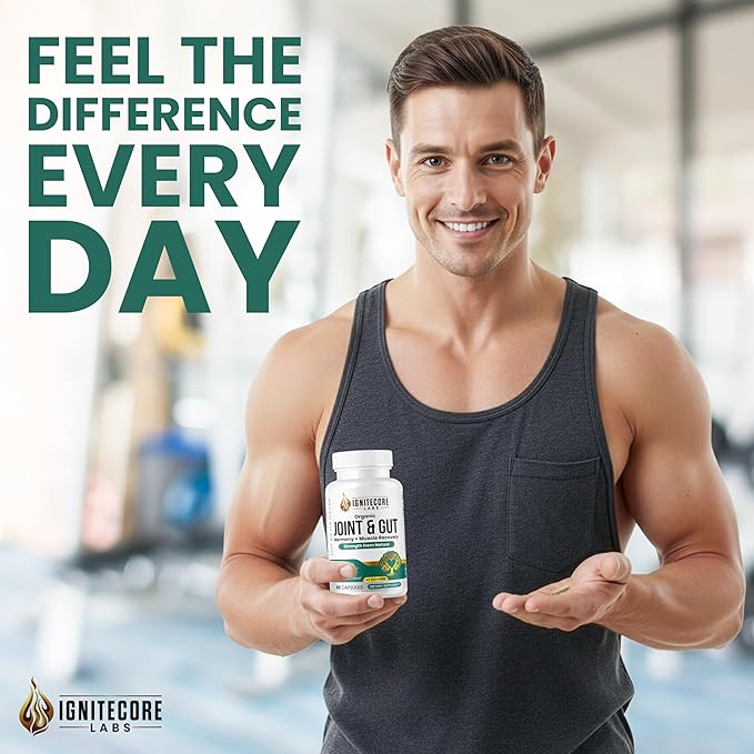 Organic Joint & Gut Harmony – Turmeric Curcumin, Boswellia, Type II Collagen, Tart Cherry, Ginger, Moringa, Probiotics – Joint Comfort, Mobility, Flexibility, Gut Balance, Digestive Support – 2000mg