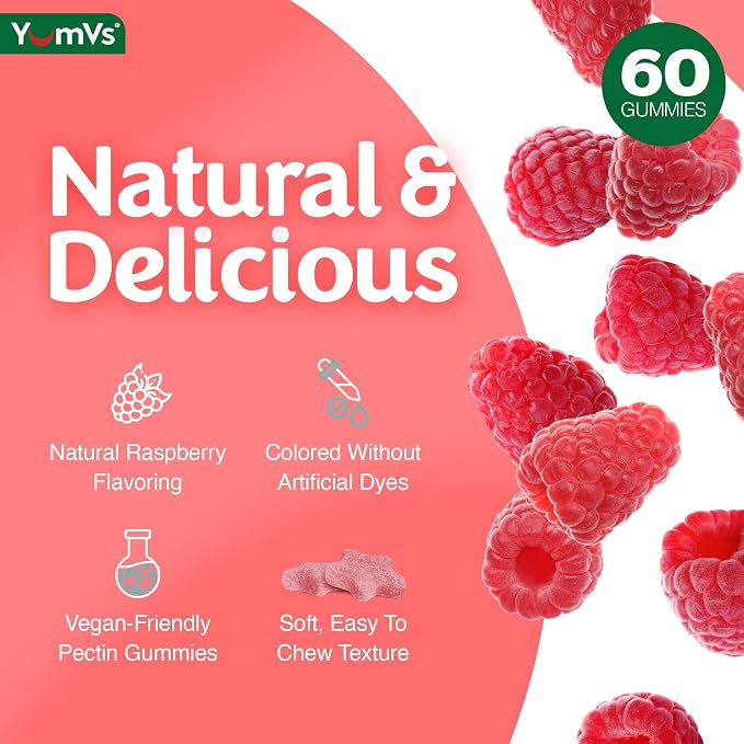 YUM-V'S Glucose Gummies – Fast Acting Glucose Chewable Gummies – Great Tasting – Gluten Free, Vegan, Non-GMO – Berry Natural Flavor – 60 Chewable Gummy for Adults & Kids