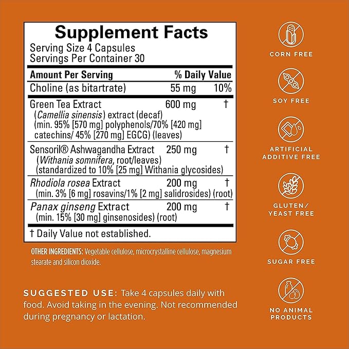 BRAINMD Dr Amen Focus & Energy - 120 Capsules, Pack of 2 - Promotes Concentration & Attention - Caffeine Free, Gluten Free - 60 Total Servings