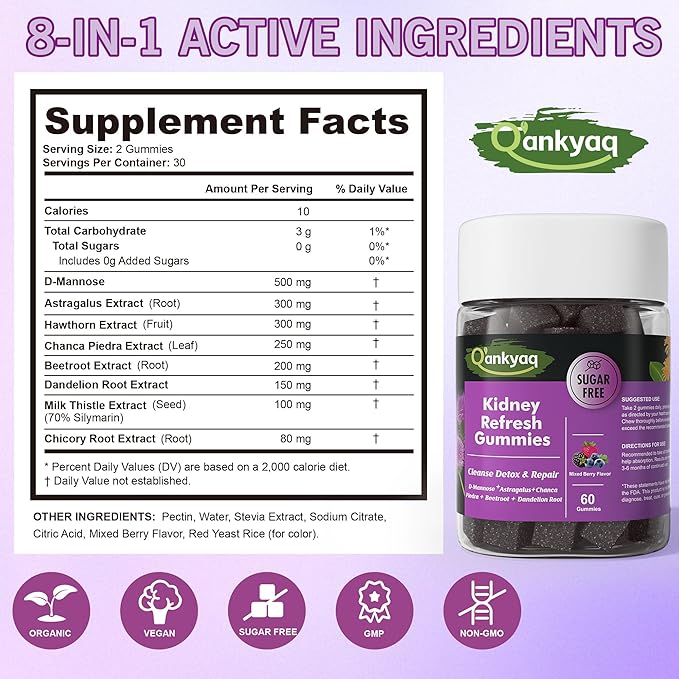 Q'ankyaq D mannose Gummies for Women, Kids Saffron Gummies, Saffron Supplements for Kids (3 yrs+)