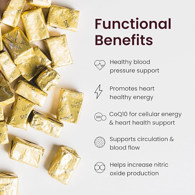 Humann SuperBeets Heart Chews + CoQ10-150mg of CoQ10 Plus Beetroot & Grape Seed Extract, Blood Pressure Support, Support Healthy Blood Flow, Circulation, 120 Count