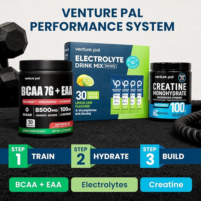 Venture Pal High Sodium Sugar-Free Electrolyte Powder Packets - Hydration Packets with Sodium, Potassium & Magnesium | Zero Calories | Keto, Vegan, and Paleo Friendly | 30 Sticks