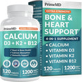 4-in-1 Calcium 1200 mg with Vitamin D3 Supplements for Women and Men - Calcium Extra Strength with Vitamin D3 K2 5000 IU Supplement,1200 mg per Serving - Vegan-Friendly - (120 Count) (Pack of 1)