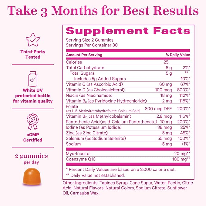 Pink Stork Premium Fertility Gummies for Women, 60 Gummies, 2 Pack | Prenatal Conception Supplements