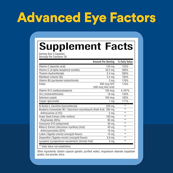 Natural Factors, Advanced Eye Factors, Antioxidant Support for Healthy Vision with Lutein and Zeaxanthin, 60 Capsules
