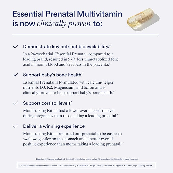 Ritual Prenatal Multivitamin For Women - Key Essential Vitamins and Minerals To Support Mom and Baby During Pregnancy* - Folate, Choline, Omega-3 DHA, Iron - Vegan - Citrus - 60 Capsules - 30 Servings
