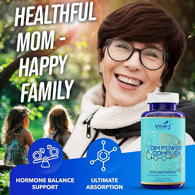 4-in-1 DIM Potent Complex 300mg - Estrogen Balance and Metabolism, Energy & Menopause Support Supplement with Bioperine (x4), Calcium and Broccoli Extract - for Women and Men 30 Servings