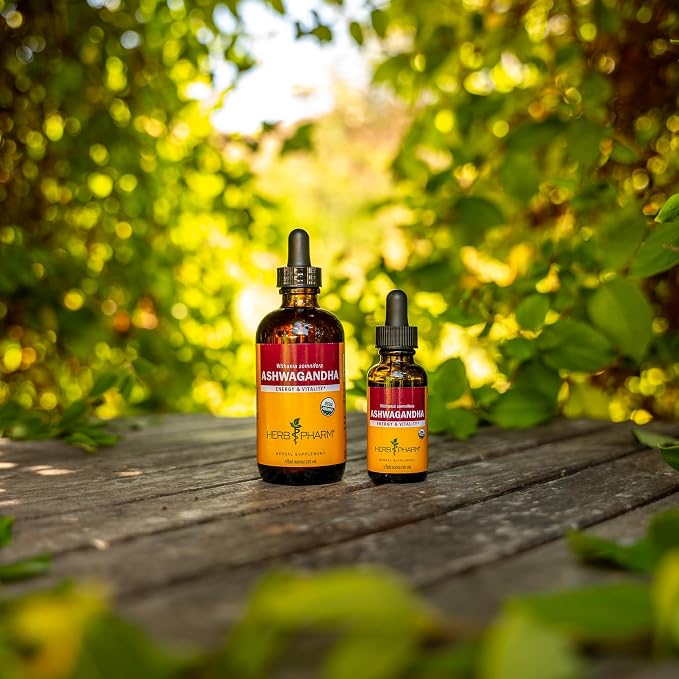Herb Pharm Ashwagandha Liquid Extract: Organic, Calming Ayurvedic Adaptogen, Stress Support Supplement | Fast-Absorbing & Sugar-Free Ashwagandha Tincture | Up to 3 Week Supply, 1 oz*