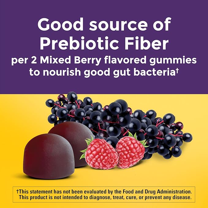 Nature Made Probiotic + Prebiotic Fiber Gummies for Daily Gut Health, Fiber Supplement with Probiotics for Digestive Health Support, 50 Gummies, 25 Day Supply