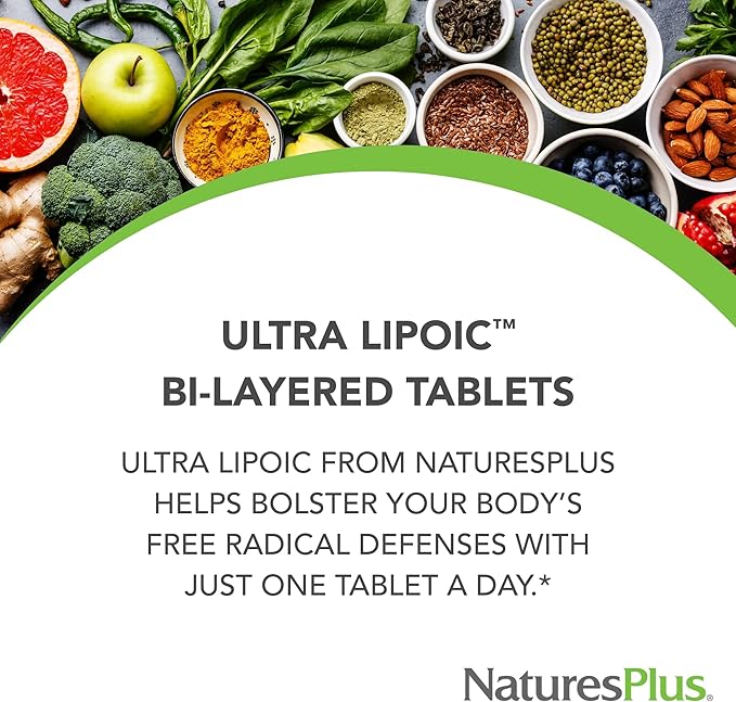 NaturesPlus Ultra Lipoic - 30 Bi-Layered Tablets - Alpha Lipoic & R-Lipoic Acid - Antioxidant Support - With Probiotics & Age-Defying Nutrients - Gluten Free - 30 Servings