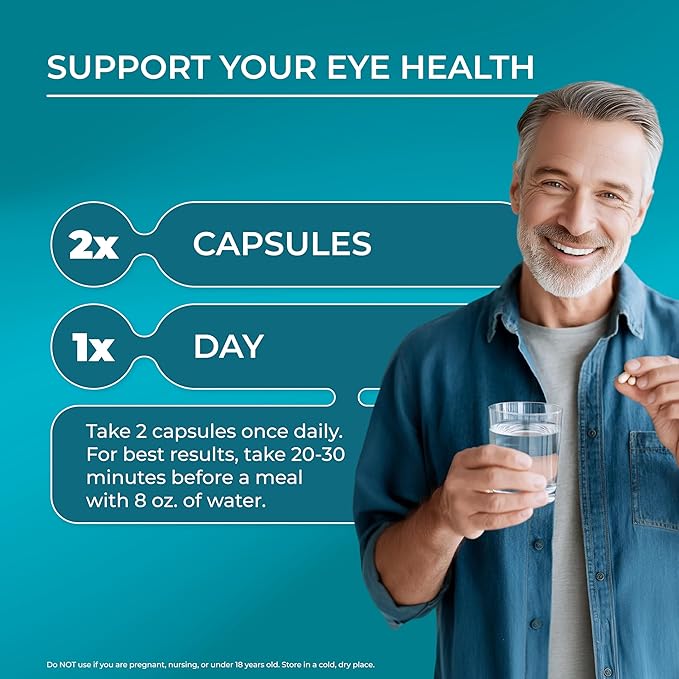 PUREHEALTH RESEARCH Complete Vision Formula - Eye Vitamins & Mineral Supplement - Lutein and Zeaxanthin Supplements for Men & Women - with Eyebright Herb, Zinc, Copper, Bilberry & More - 60 Capsules