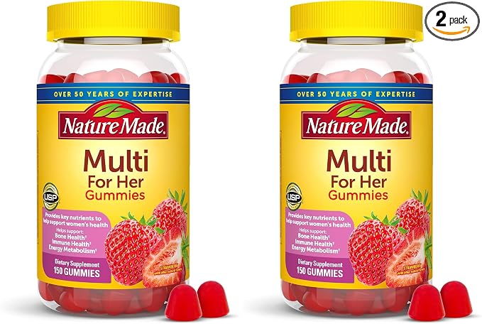 Nature Made Multivitamin for Women,Womens Gummy Multivitamins for Daily Nutritional Support,150 Multi Vitamin Gummies,75 Day Supply,(Pack of 2)
