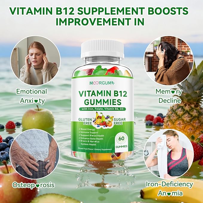 2 Pack Methyl B-12 3000mcg Gummies for Kids & Adults, Vitamin B12 (Methylcobalamin) with Vitamin B6, Folate & D3, Supports Energy, Metabolism & Immune Wellness, 120 Count