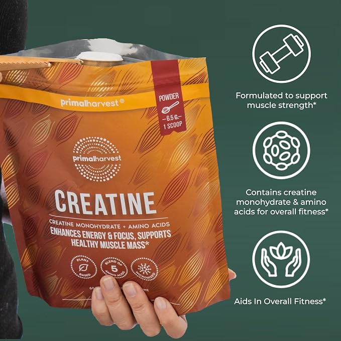 Primal Harvest Creatine Powder Supplement for Men and Women's Fitness, Workouts, and Muscle Growth, to Help Promote Recovery, Strength, Energy, and Endurance (2)