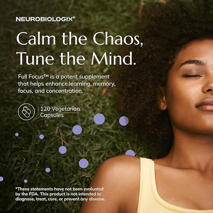 Neurobiologix Full Focus for Men & Women, Brain & Mood Support Supplement, Promotes Focus, Memory & Cognitive Function, with Green Coffee Bean, Bacopa, Magnesium & SAM-E, Gluten Free, 120 Capsules