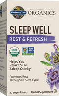 Garden of Life Organics Sleep Well Rest & Refresh Tablets with Lemon Balm, Green Tea Extract, Chamomile & Probiotics – Support for Restful Sleep & Relaxation, Non-GMO, Gluten-Free, Vegan, 30 Tablets