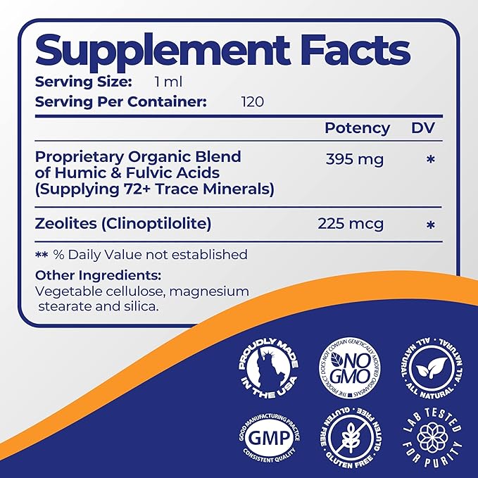 Mimi's Miracle Zeolites: Heavy Metal Detox Zeolite Supplement Drops with 70 Trace Minerals for Adults & Kids - Supports Cell Restoration, Immune & Digestive Tract Health (4 oz Bottle, 60 Day Supply)