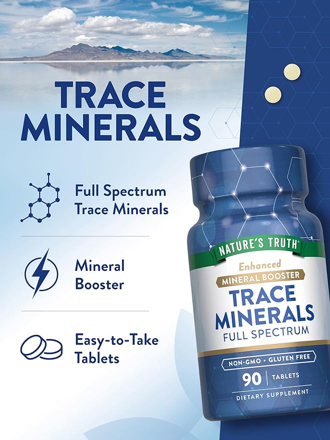 Nature's Truth Trace Minerals Supplement with Iodine | 90 Tablets | Enhanced Mineral Booster | Non-GMO & Gluten Free Supplement