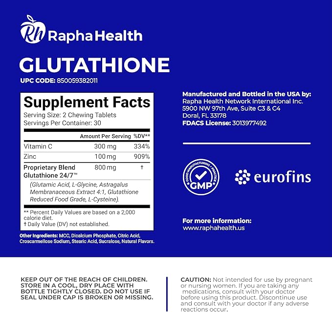 Glutathione Enhanced with Vitamin C & Zinc | Advanced Antioxidant & Immune Support | Detox & Skin Health Formula | 60 Tablets - One (1) Month Supply