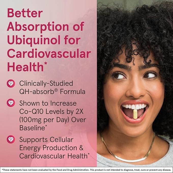 Jarrow Formulas QH-Absorb Ubiquinol 100mg - 60 Softgels - High Absorption & Active Antioxidant Form of Co-Q10 - Supports Mitochondrial Energy Production & Healthy Cardiovascular Function